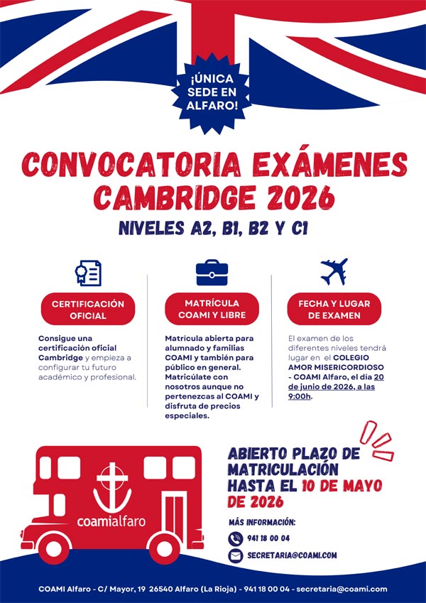 Exámenes Cambridge COAMI Alfaro 2026