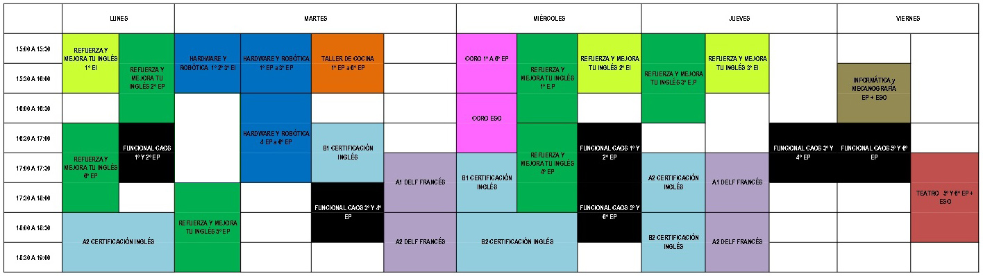 Horarios extraescolares COAMI 26_27